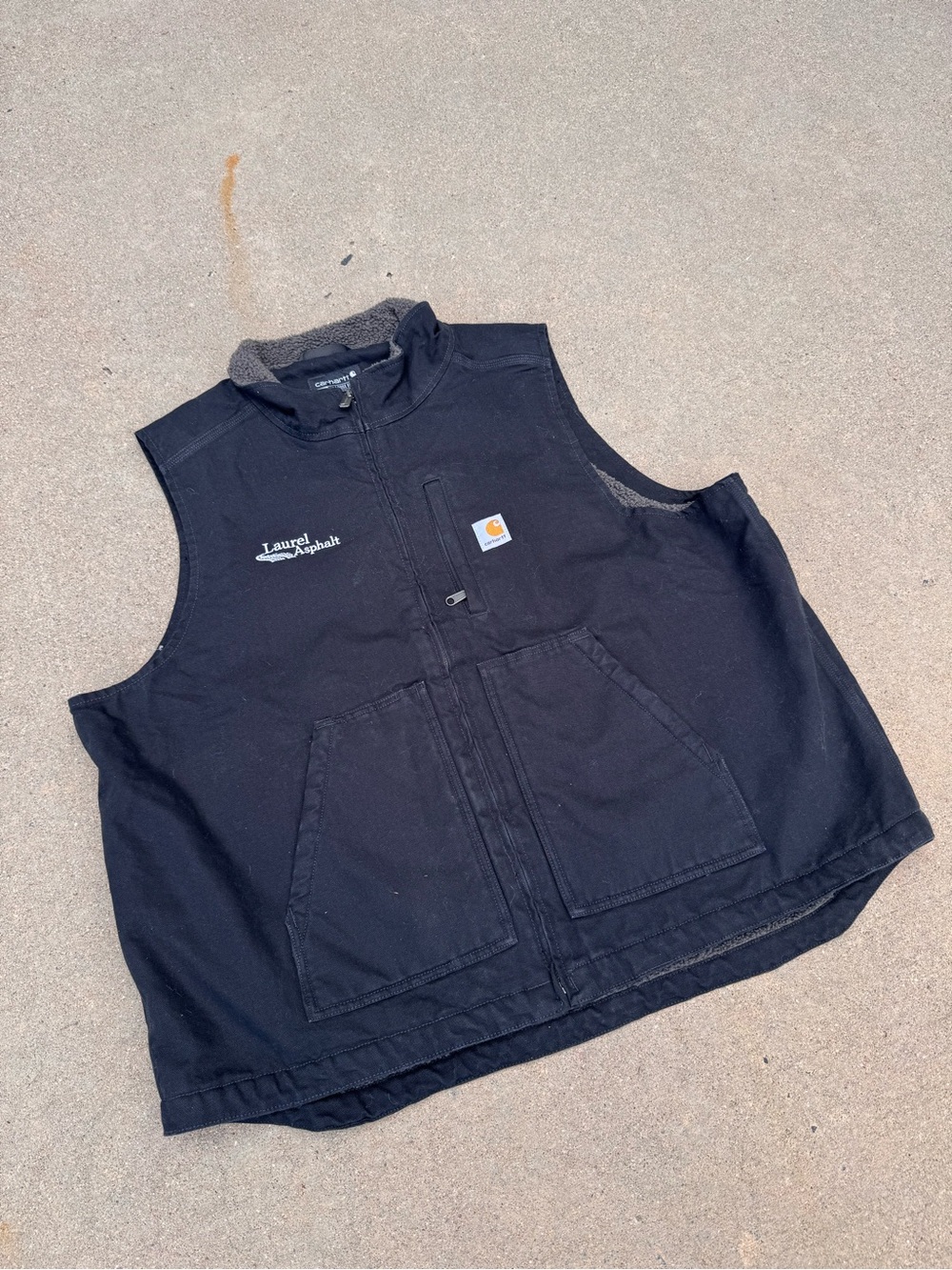 Carhartt Black Men's Work Vest with Fleece Collar